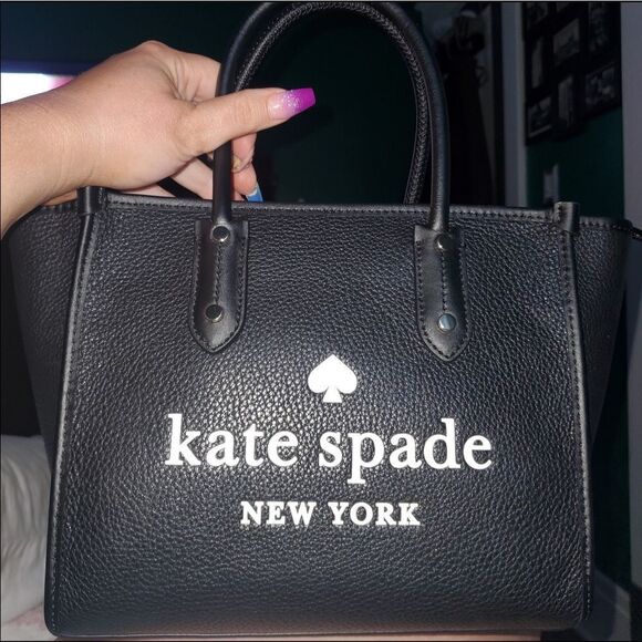 Kate Spade Logo Black Pebbled Leather Tote - Picture 7 of 10